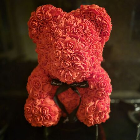 Teddybeer van rozen rood, wit of roze | hoogte 35-40 cm